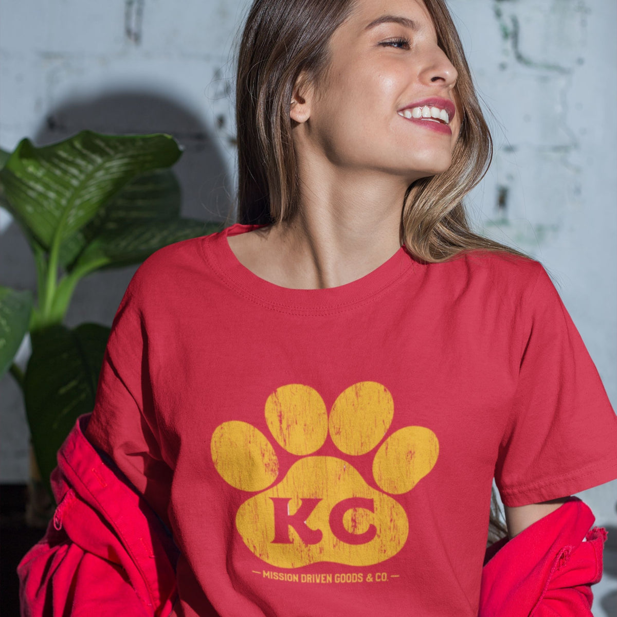 Mission Driven Goods KC Paw Chiefs Flag T-Shirt | Red Friday Kansas City | Mission Driven L / Solid Red Triblend