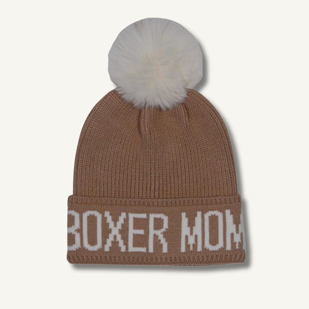 Boxer Mom Knit Faux Pom Beanie