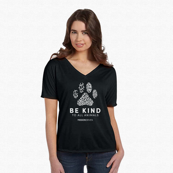Be Kind To All Animals Women's Slouchy V-Neck Tee