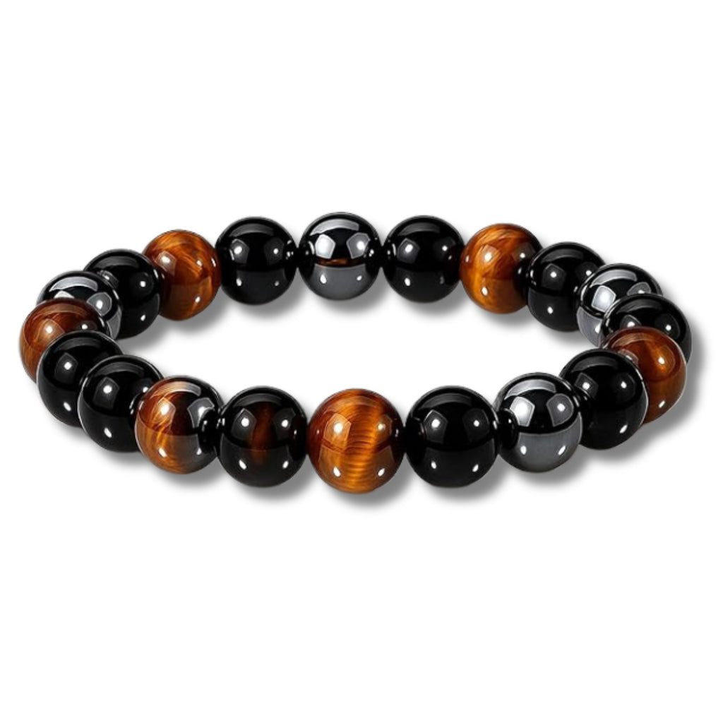 Black Obsidian Hematite Triple Beaded Sobriety Bracelet – Month 9