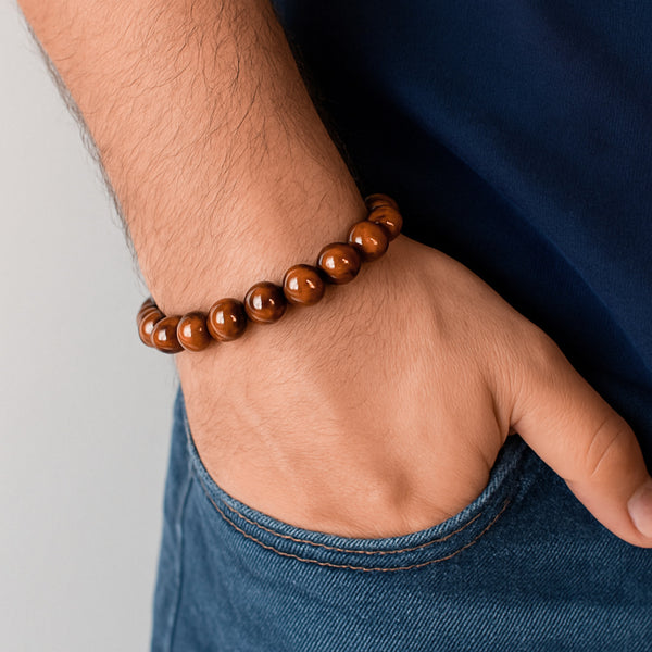 Tiger Eye Beaded Sobriety Bracelet - Month 3