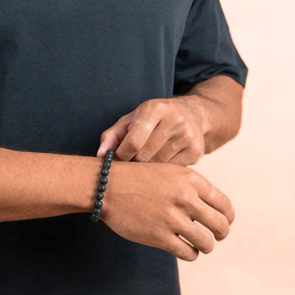 Black Lava Beaded Sobriety Bracelet - Month 6