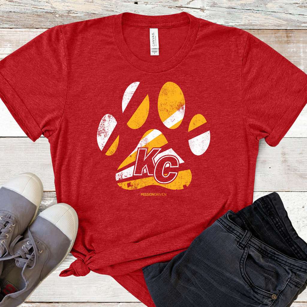 Mission Driven Goods KC Paw Chiefs Flag T-Shirt | Red Friday Kansas City | Mission Driven L / Solid Red Triblend