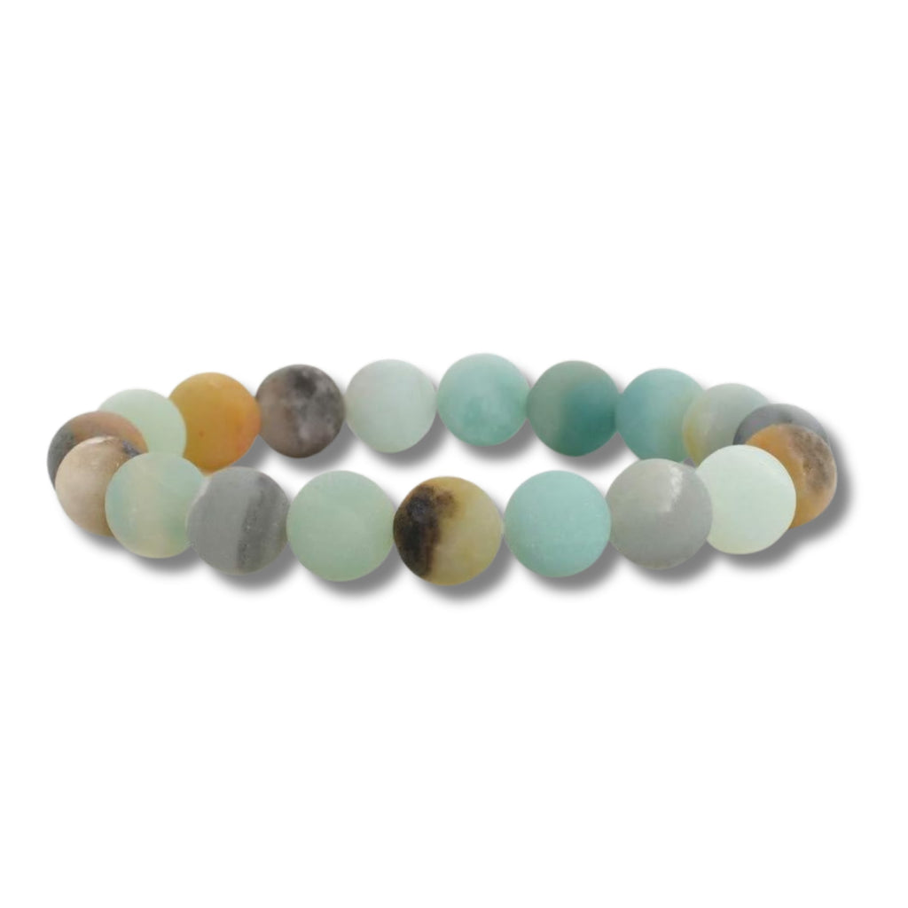 Matte Amazonite Beaded Sobriety Bracelet – 1 Year