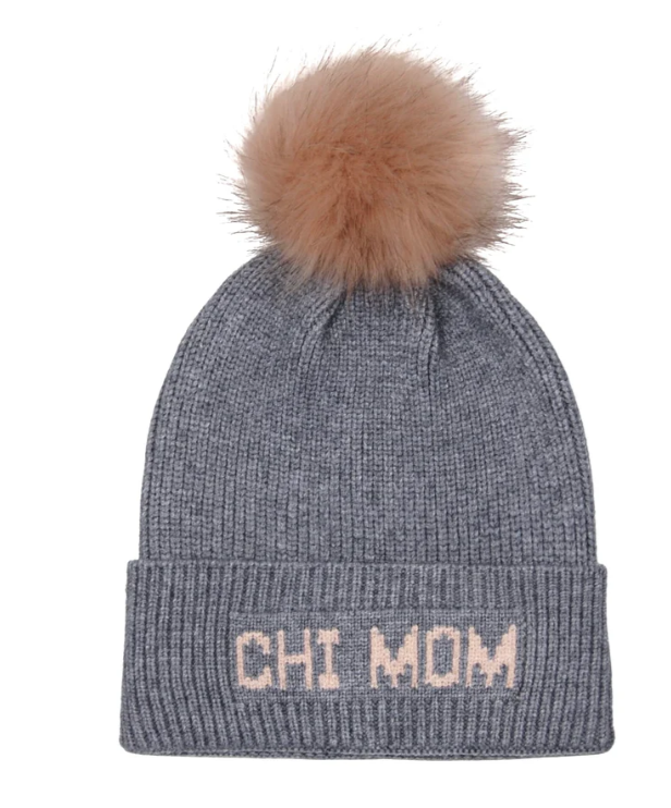 Chi Mom Knit Faux Pom Beanie