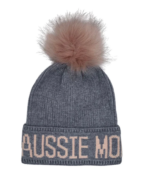 Aussie Mom Knit Faux Pom Beanie
