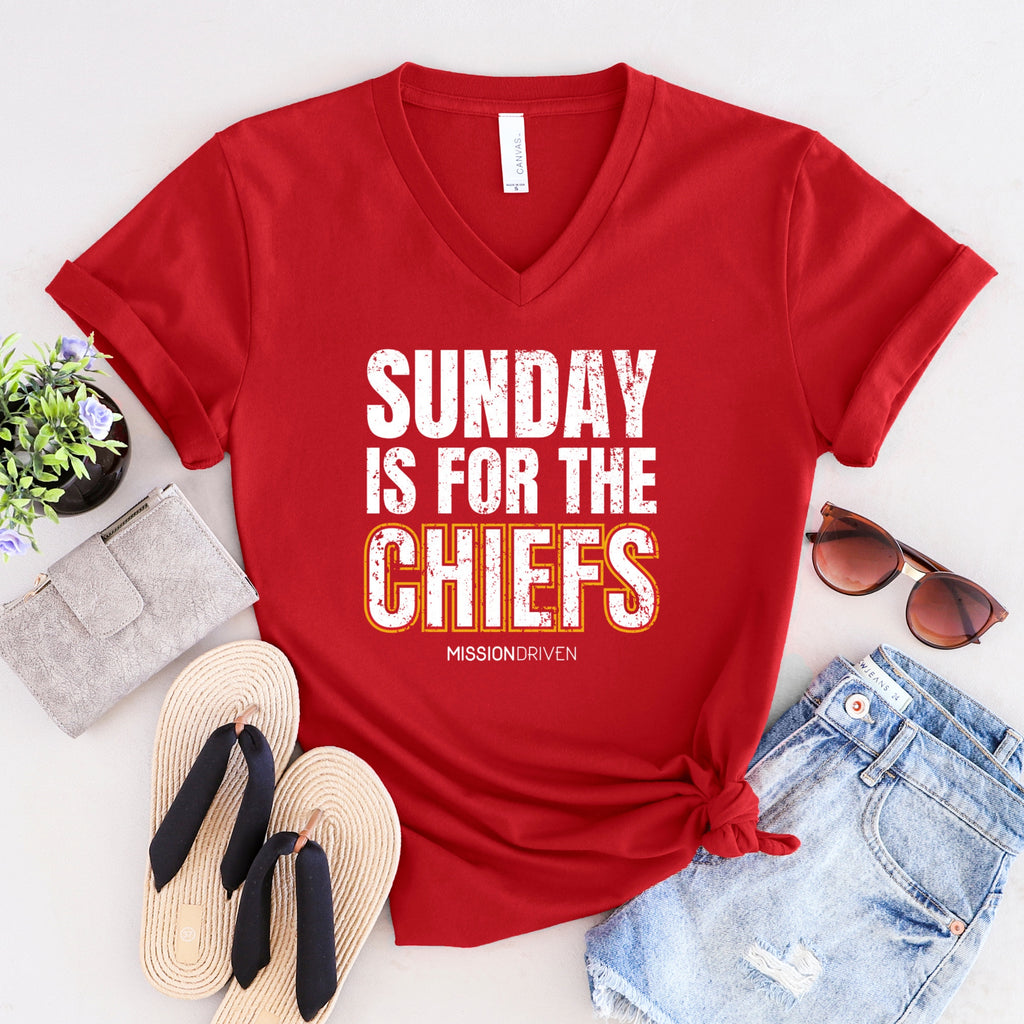 Sunday is for the Chiefs Women's Relaxed V-Neck