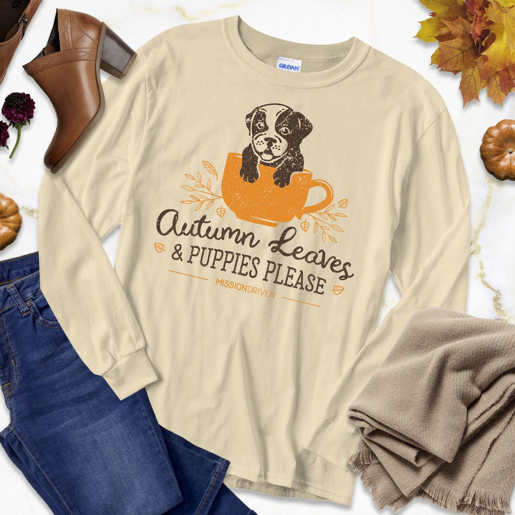 Autumn Leaves & Puppies Please Long Sleeve