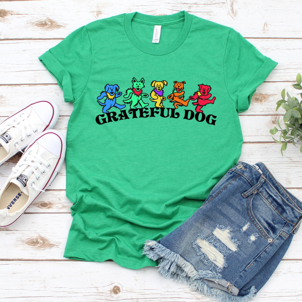 Grateful Dog T-Shirt | Iconic Dancing Dogs XL / Heather Kelly