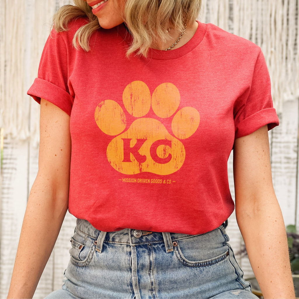 Mission Driven Goods KC Paw Chiefs Flag T-Shirt | Red Friday Kansas City | Mission Driven L / Solid Red Triblend