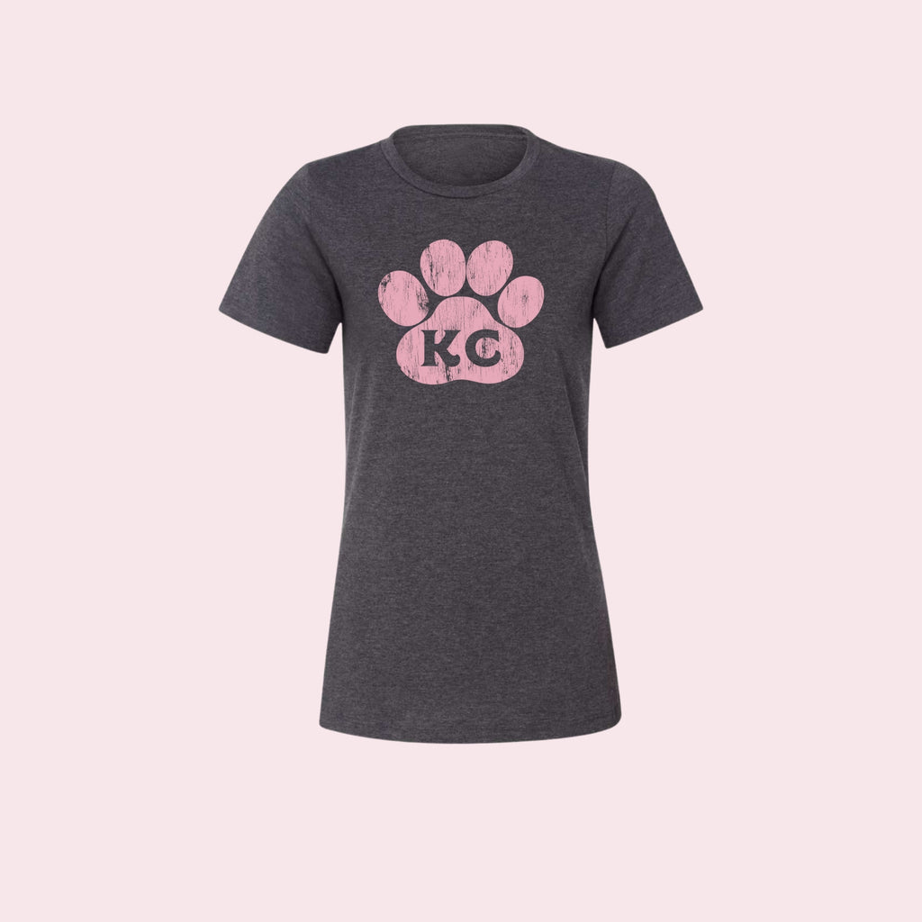 KC Pink Paw Ladies Relaxed Fit Tee