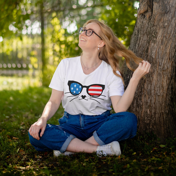 USA Cat V-Neck T-Shirt